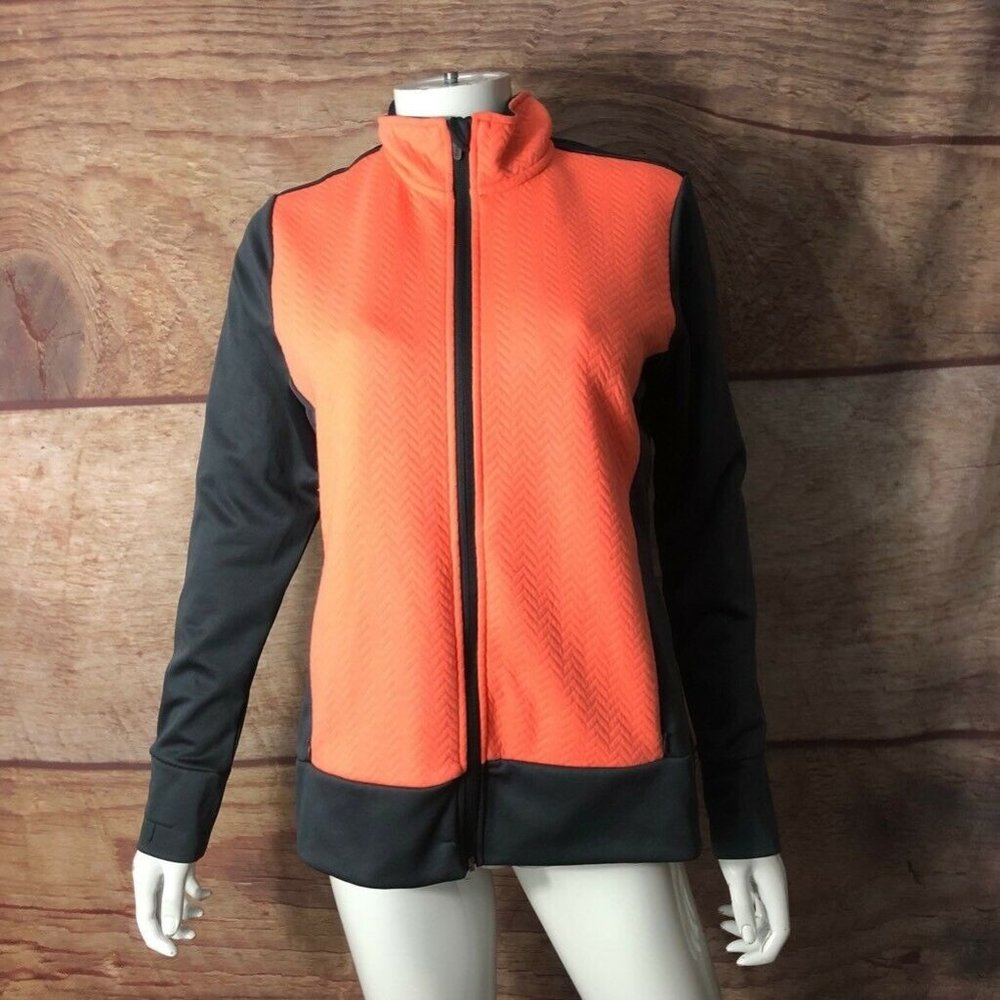 Bcg Womens Jacket Orange Black Chevron Zip Up M